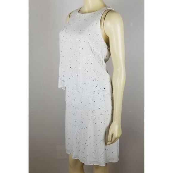 Metaphor sleeveless tiered comfortable rayon white dress with light polka dots L - Picture 4 of 12